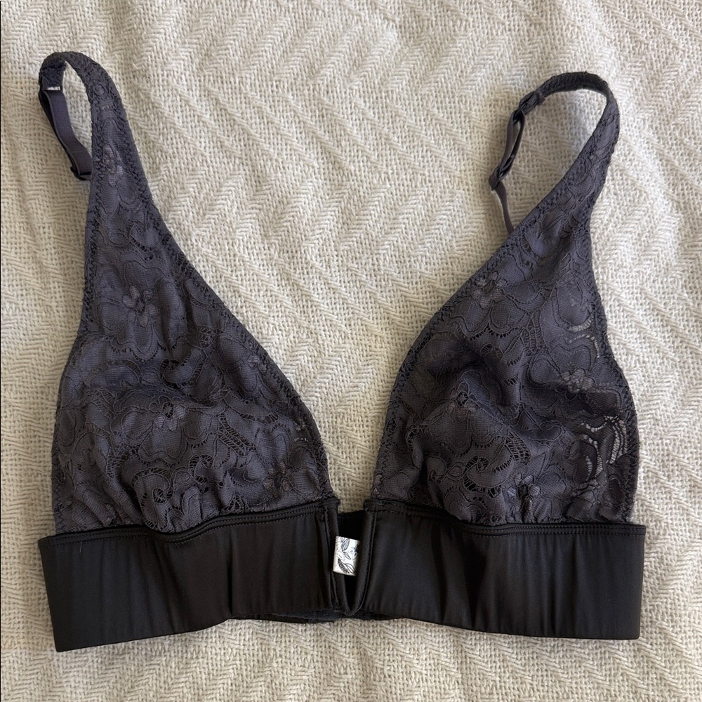 Lace Bralette in Charcoal purple Black